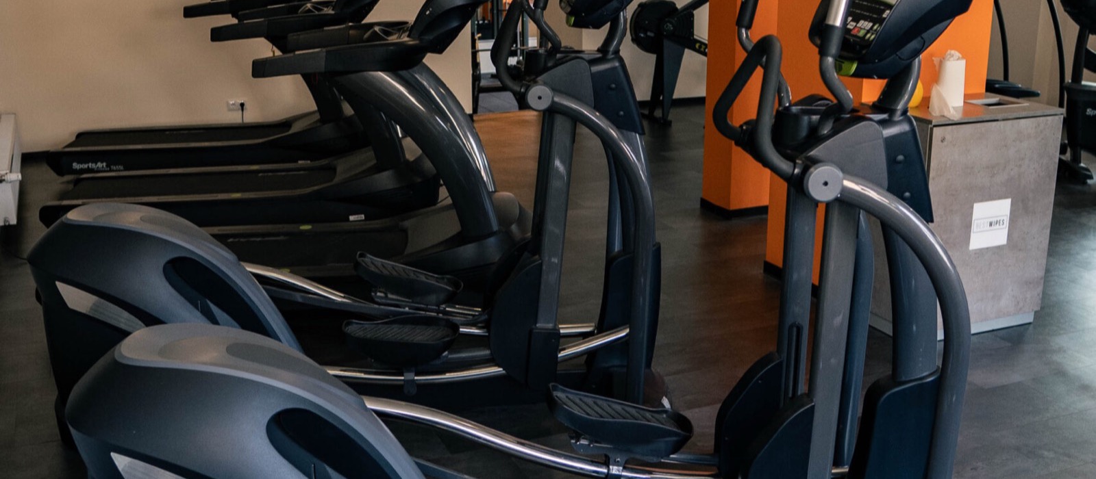 Cardiobereich mit Laufbändern und Crosstrainern